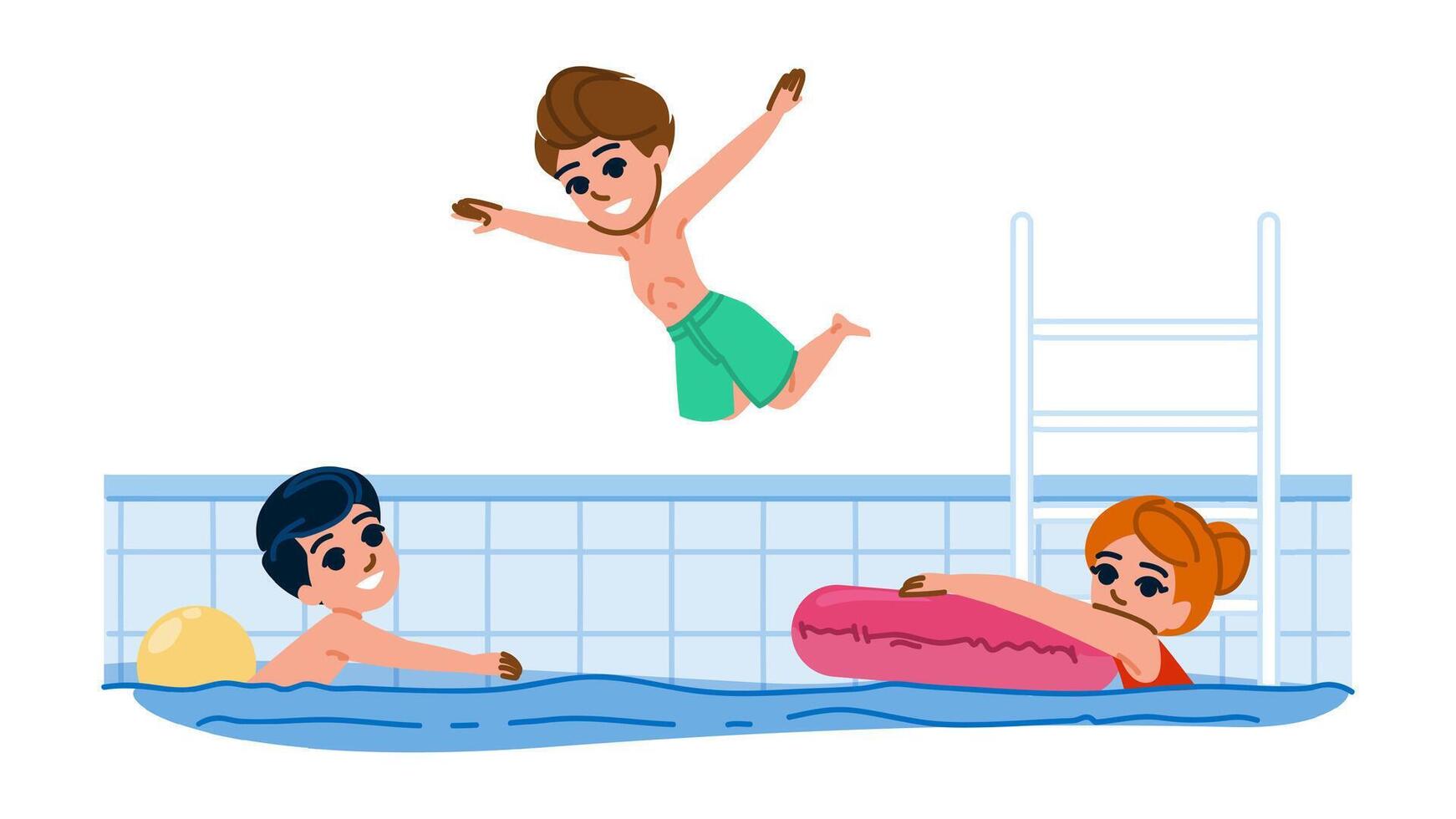 fun swimming hobby kid vector