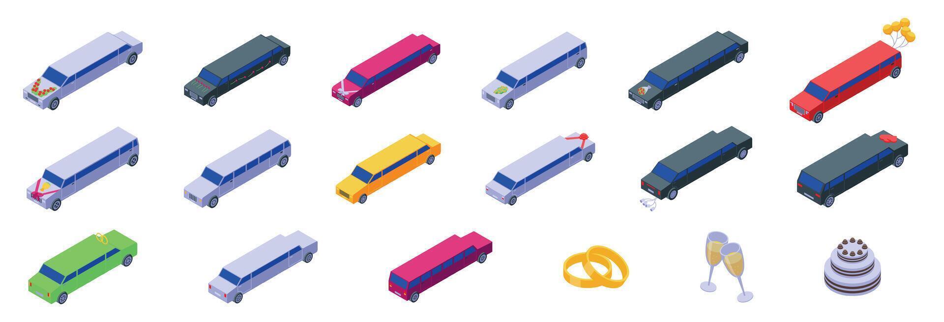 Colorful limousines for various occasions vector