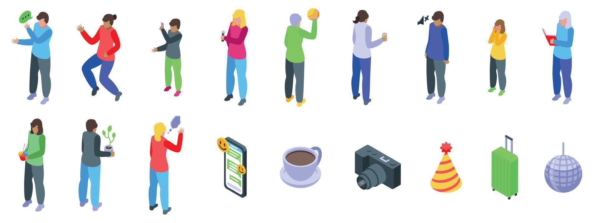Illustrations of people in various activities vector