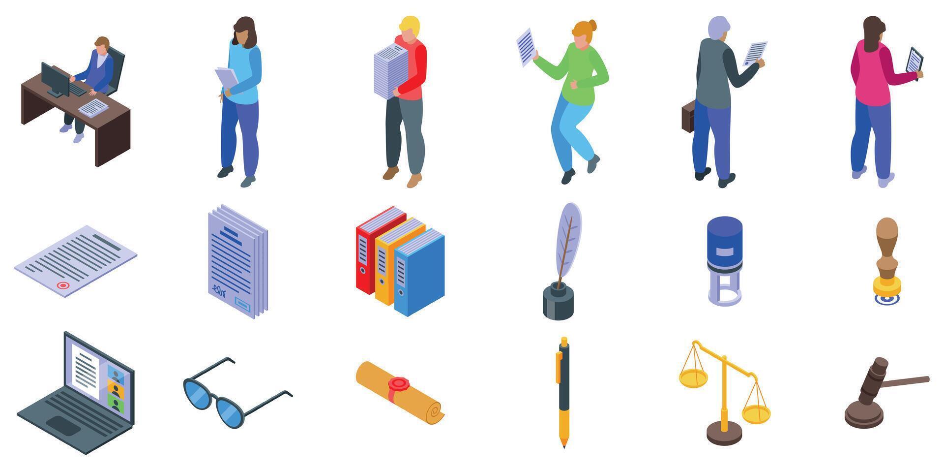 Office work tools and legal items vector