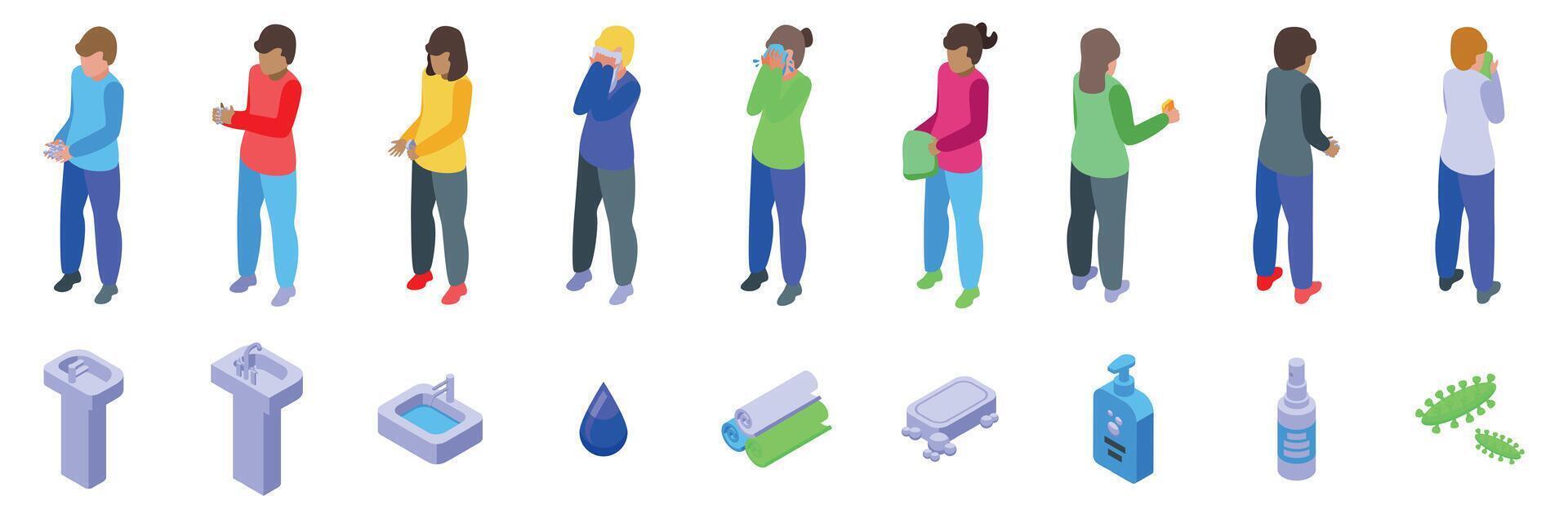 People demonstrating hygiene practices vector