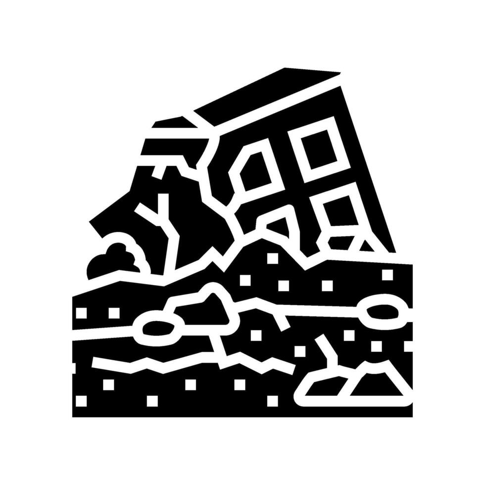 destroyed landscape radiation radioactive pollution glyph icon illustration vector