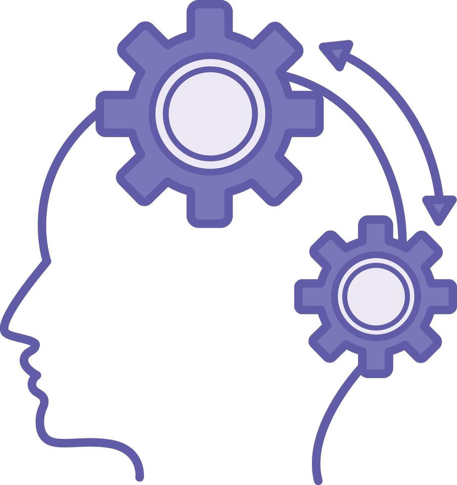 Colored Algorithm Icon. Illustration. Clear Sequence Of Actions That Gives A Pre-Known Result. Human Head And Gears. Concept Psychology vector