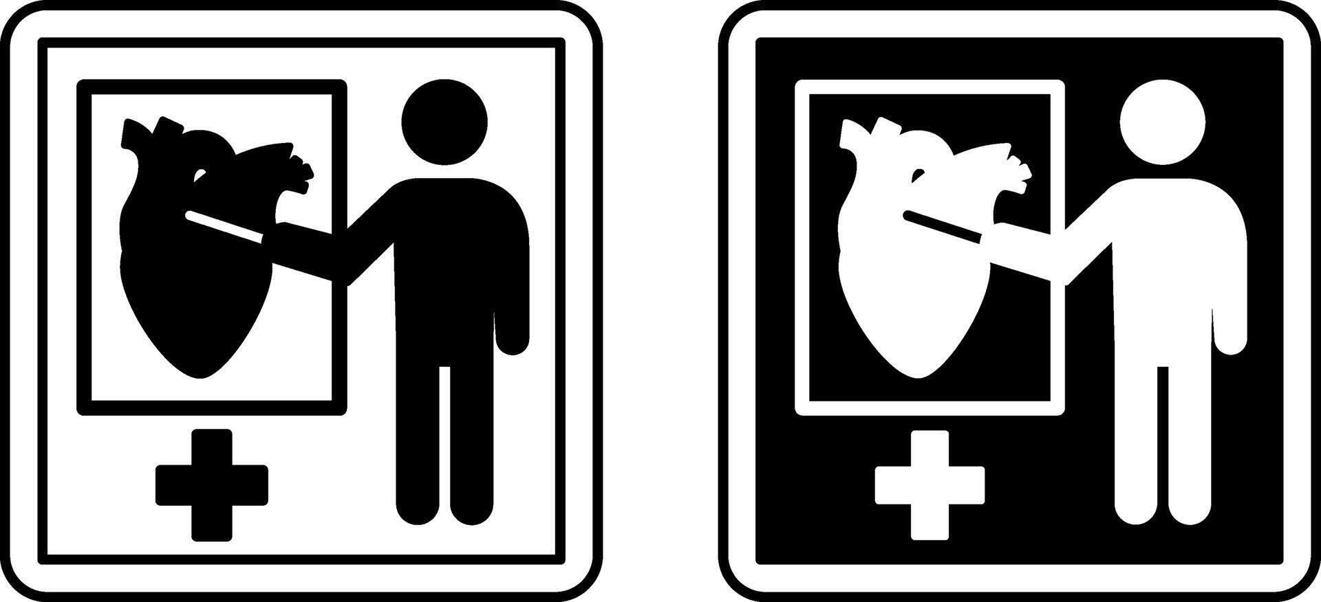 Health Education Signs. Black and White Illustration. Teacher Shows How The Human Heart Works. Signboard In The Hospital Department vector