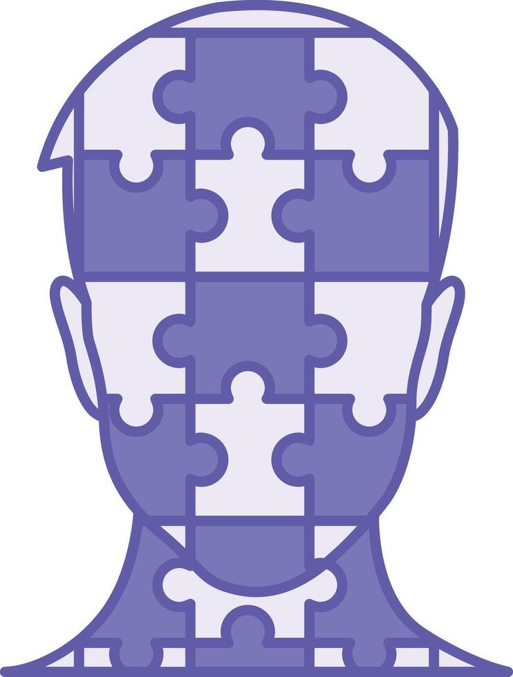 Colored Personality Icon. Illustration. Character Trait That Makes A Person Unique. Individuality, Puzzle Man Face. Concept Psychology vector