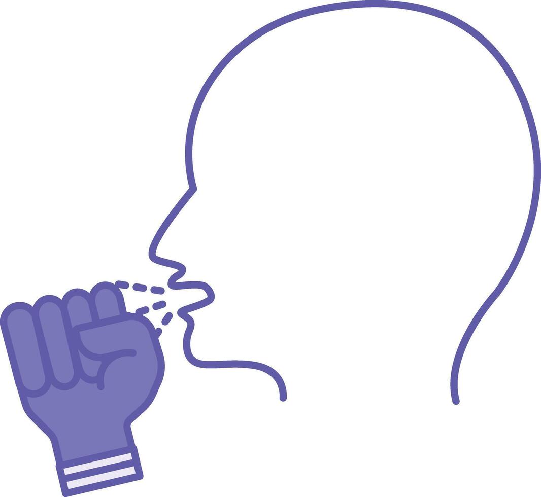Colored Cough Icon. Illustration. Man Coughing Into Fist. Illness, Medicine. Lung Disease Concept vector