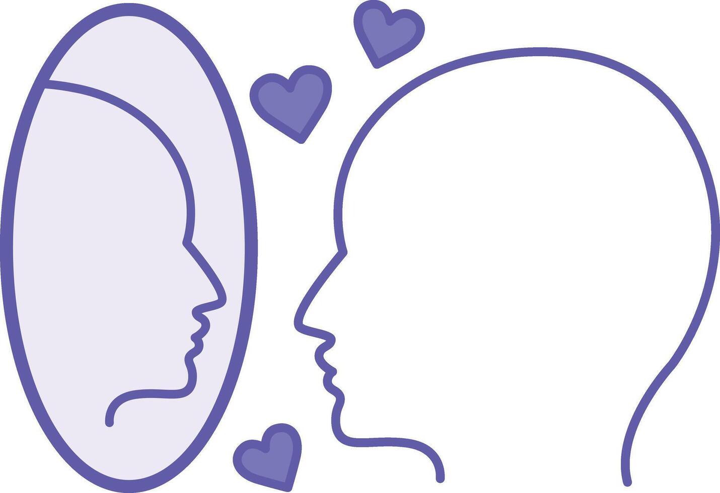 Colored Ego Icon. Illustration. Man Admiring Himself In The Mirror. Self-Confidence, Narcissism, Mental Health. Concept Psychology vector