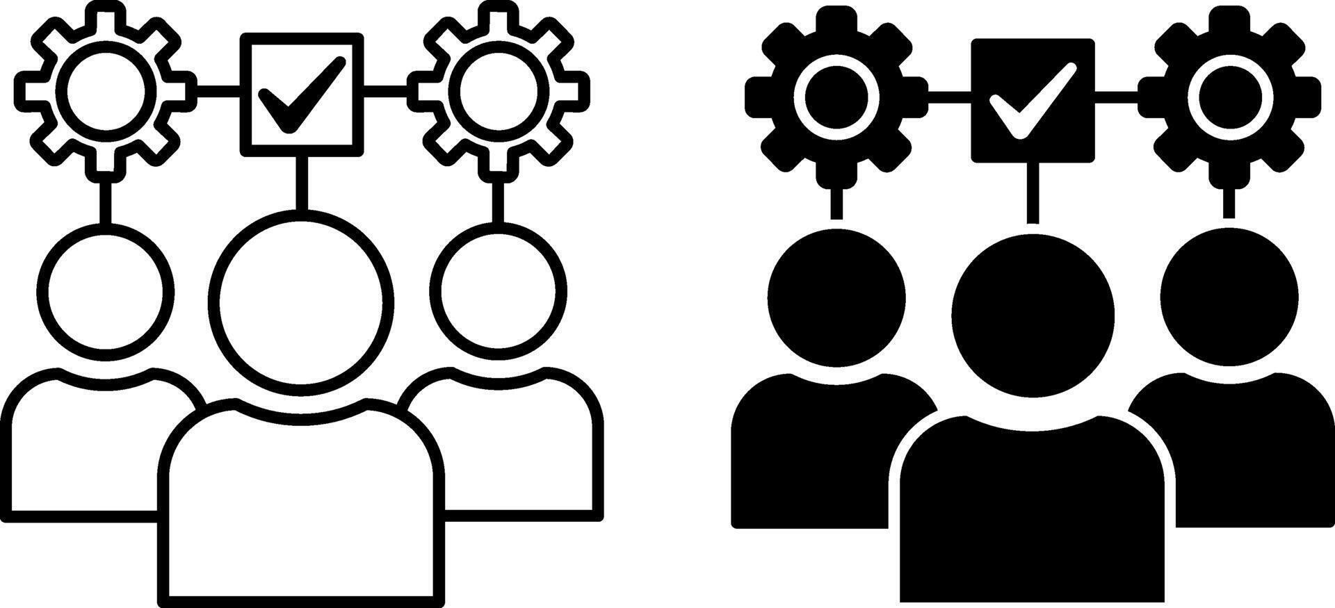 Adaptation Icons. Black And White Illustration. Human Adaptation Process To a Changed Environment. People And Gears. Concept Psychology vector