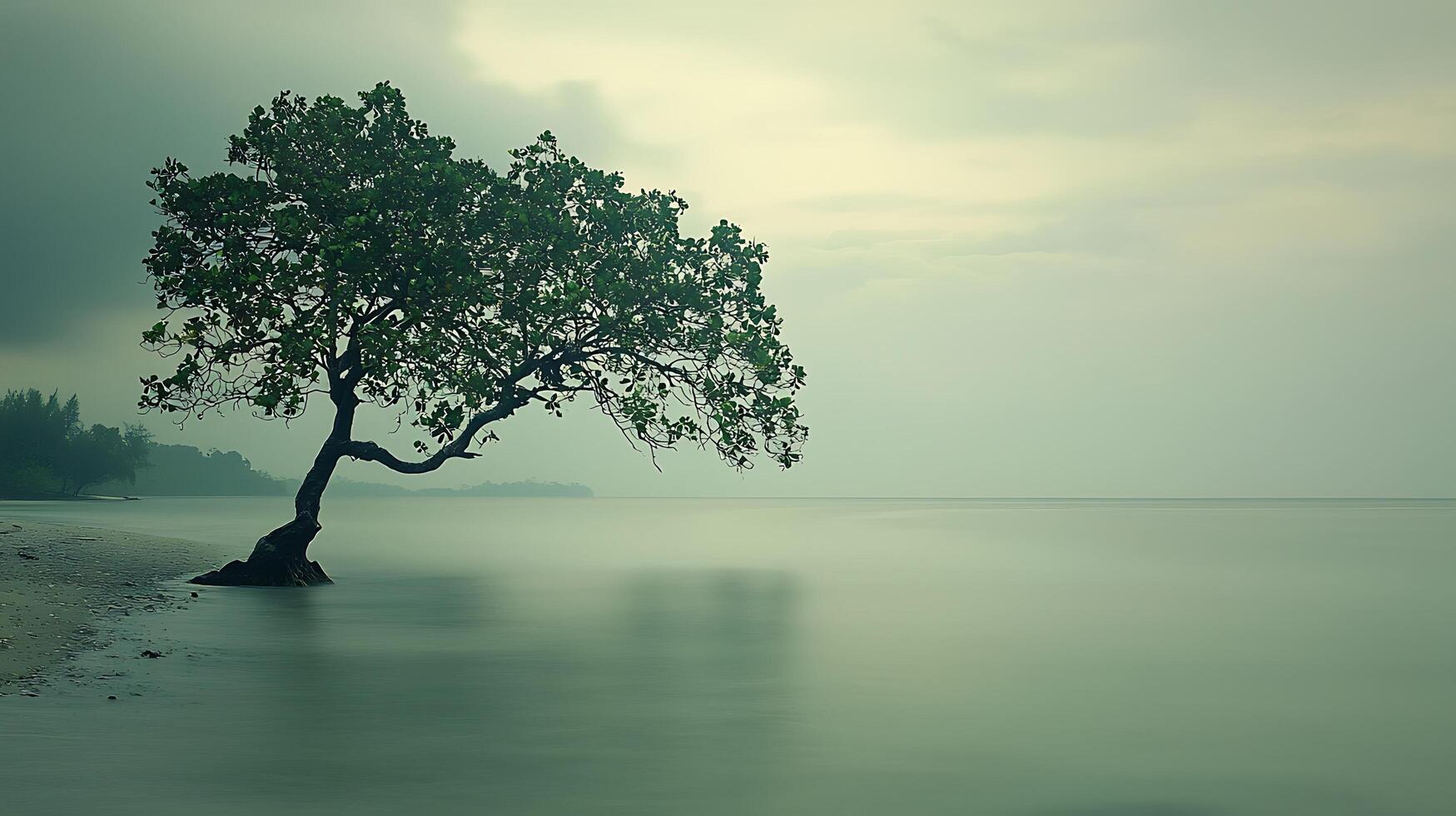 Serene Mangrove Tree Growing in Calm Water. photo