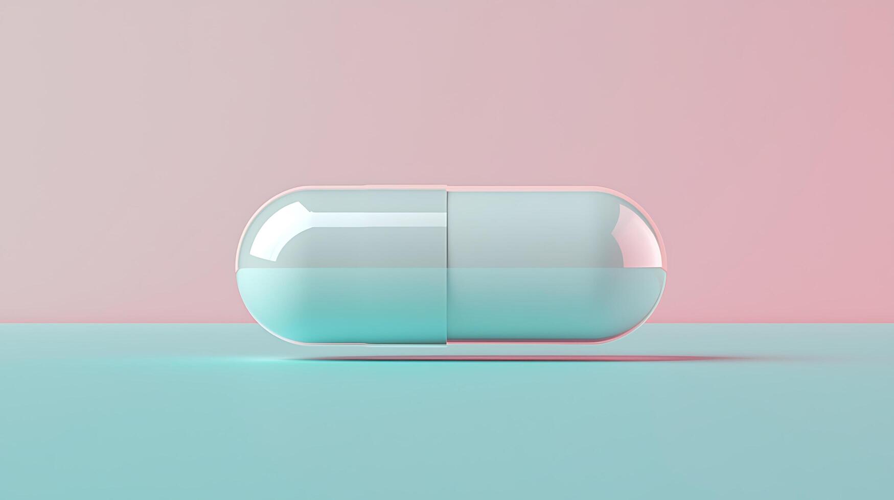 Minimalist Macro Shot of a Pill with Pastel Background. This clean, modern image showcases a single medication capsule against a soft gradient. photo