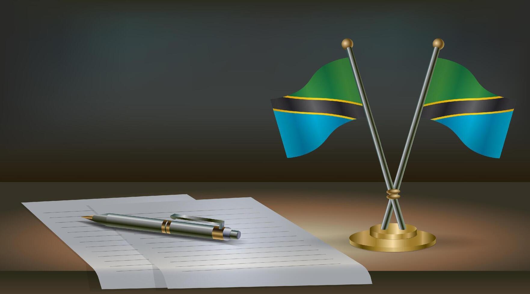 Tanzanian flags with a pen and paper vector