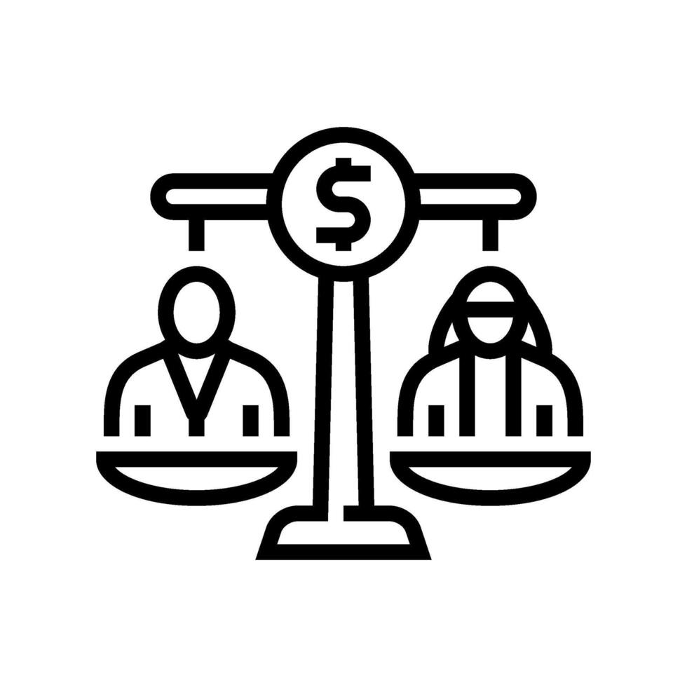 equal pay line icon illustration vector