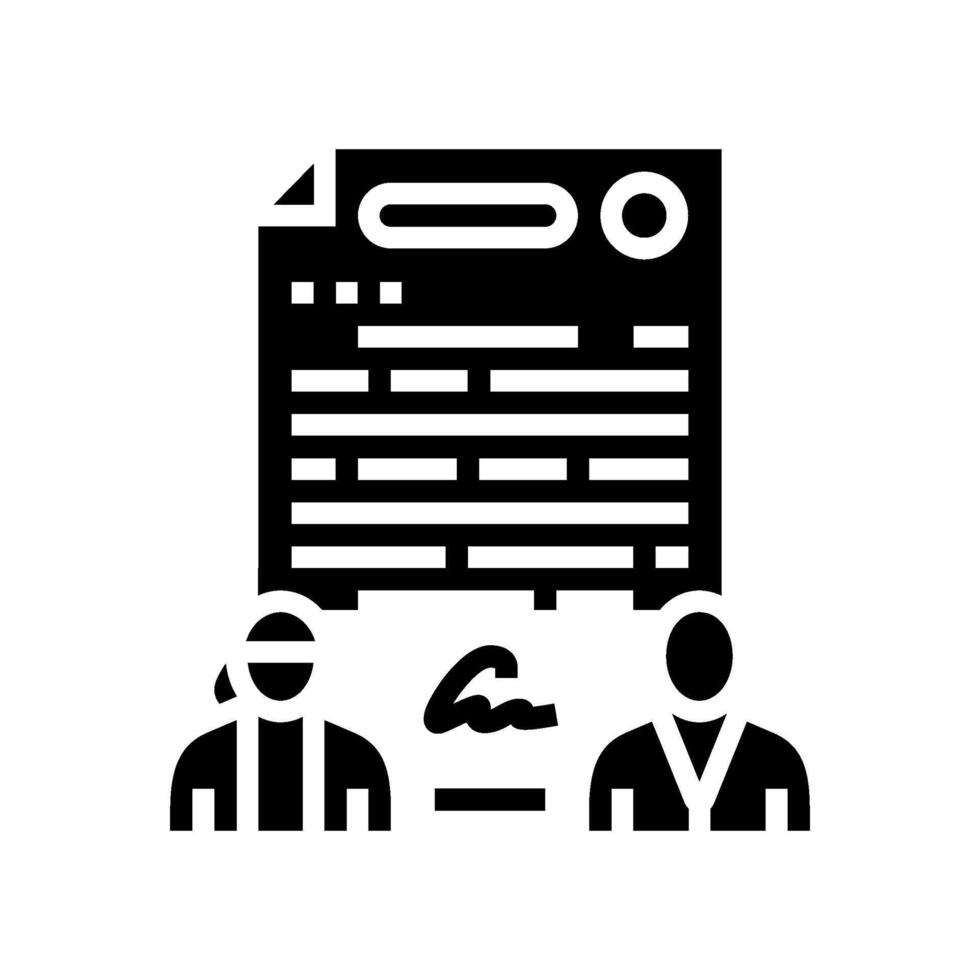 man woman signing equal contract glyph icon illustration vector