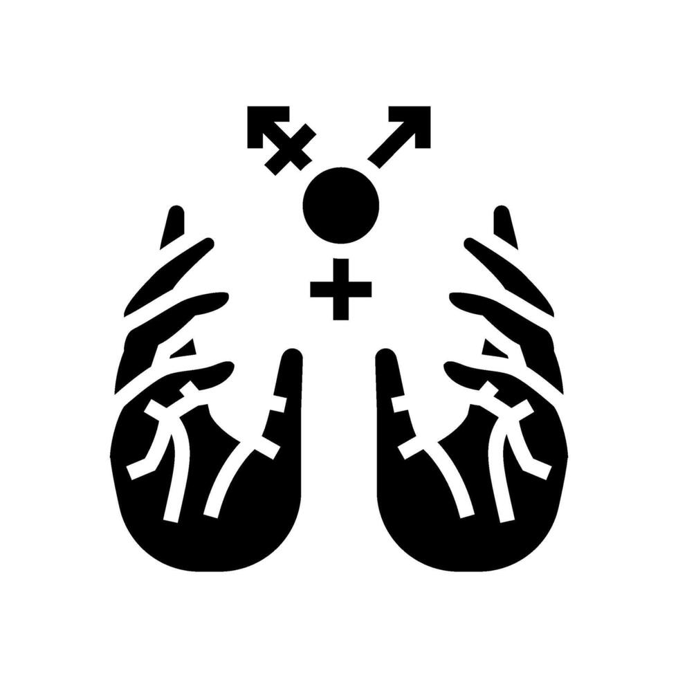 supportive hands around gender icons glyph icon illustration vector