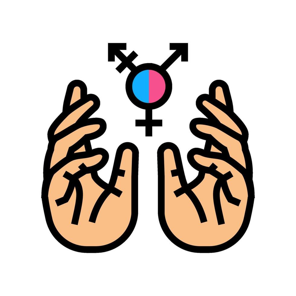 supportive hands around gender icons color icon illustration vector