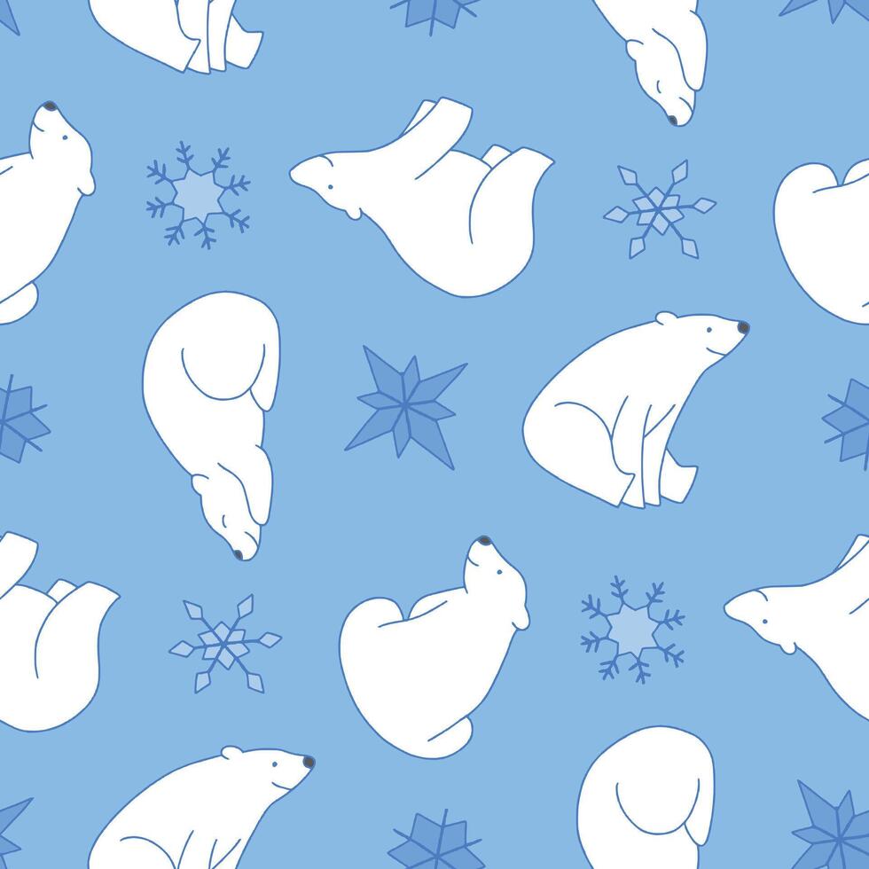 Polar Bear Snowflake Pattern Illustration Seamless for Background Wallpaper Packaging Cover vector