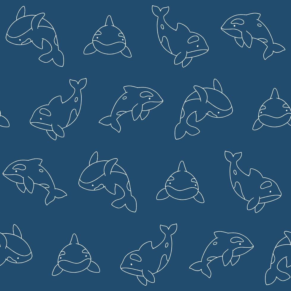 Outline Orca Pattern Illustration Seamless for Wallpaper Background Cover Packaging vector