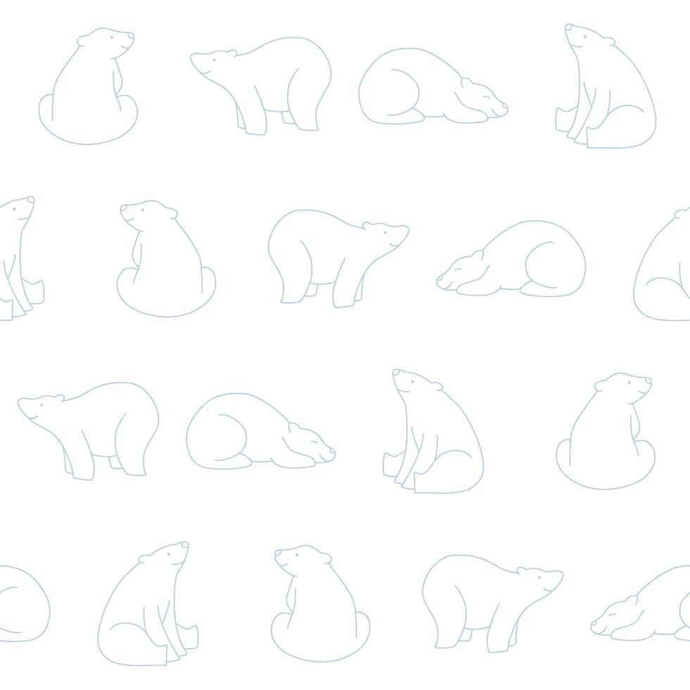 Outline Polar Bear Pattern Illustration Seamless for Wallpaper Background Cover Packaging vector
