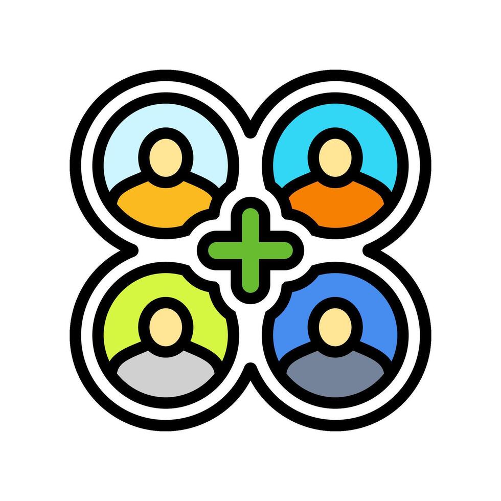 multi user support color icon illustration vector