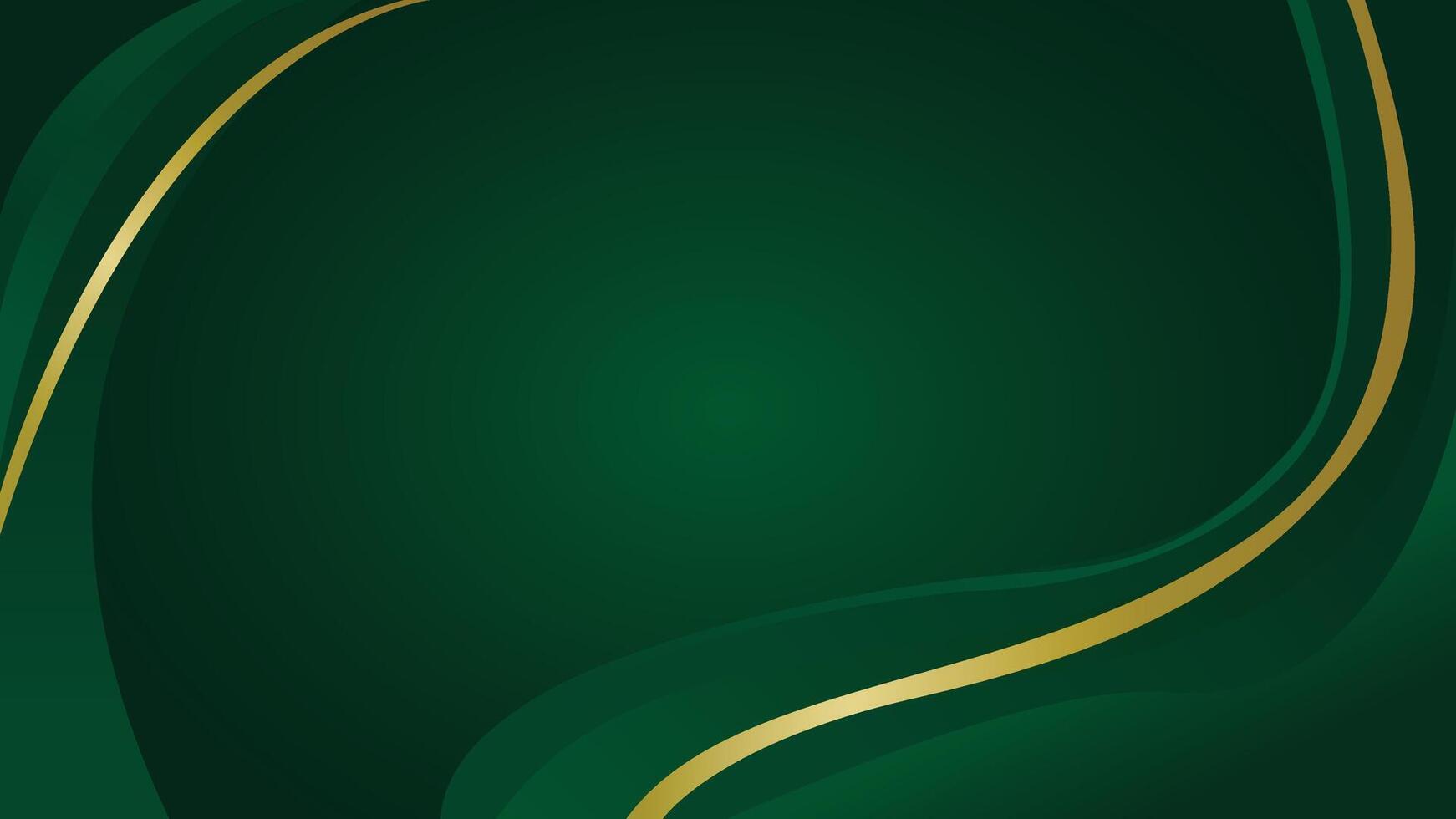 Modern emerald green abstract background with metallic gold curve vector