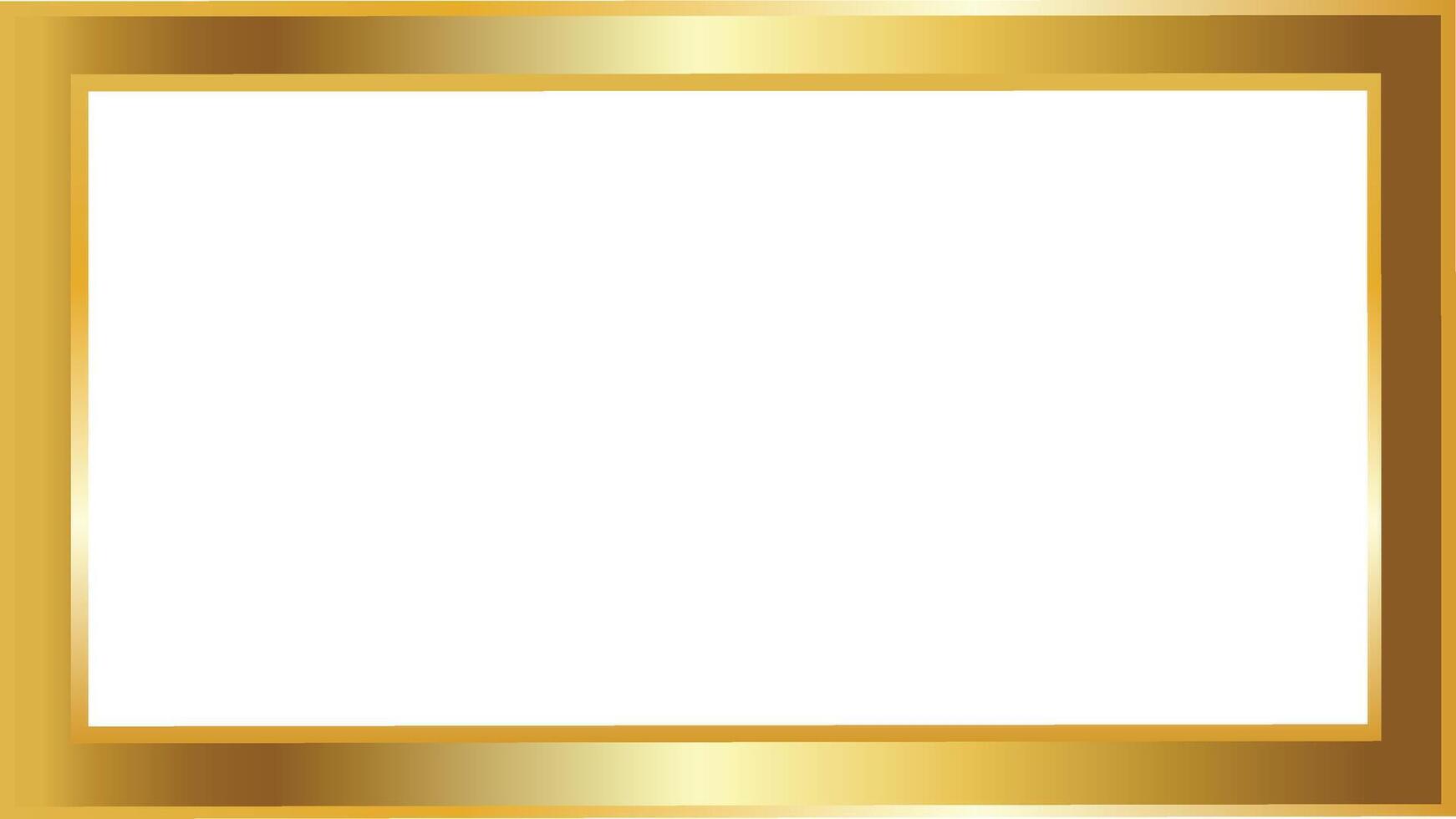 Gold metal frame border isolated on transparent background vector
