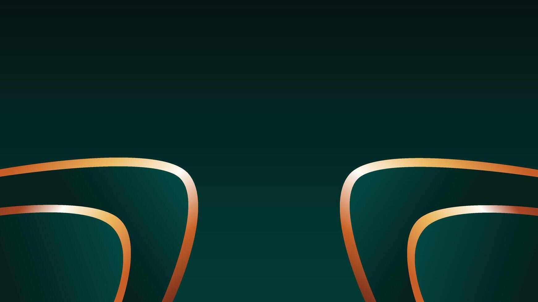 Luxury emerald green gradient background with geometric shapes and glowing golden lines vector