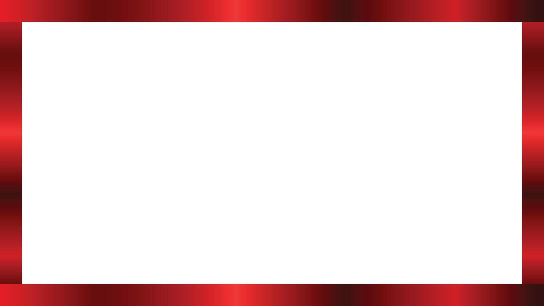 Metallic red rectangle frame with shiny border isolated on transparent background vector