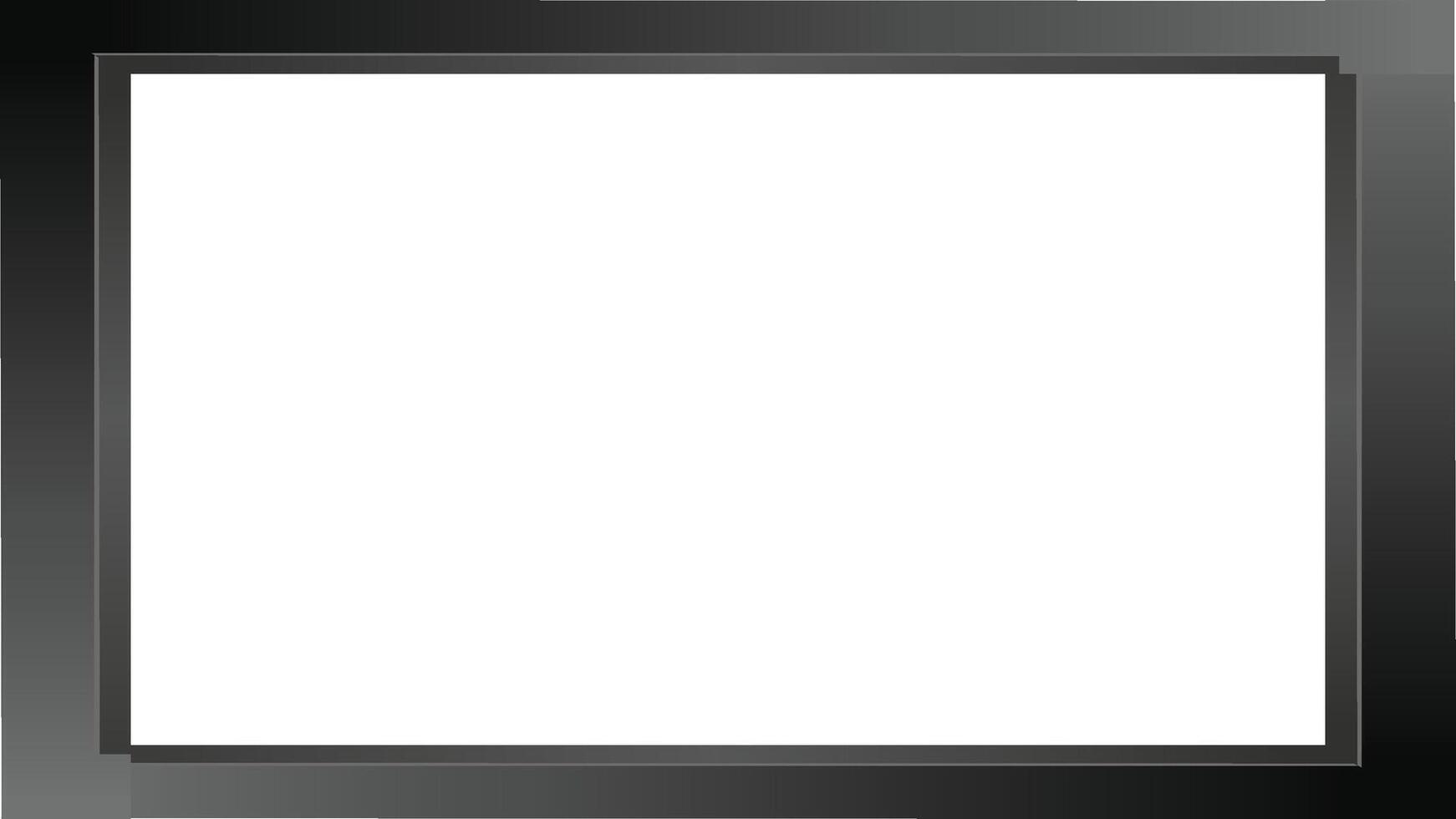 Thick black metal frame border with gradient isolated on transparent background vector