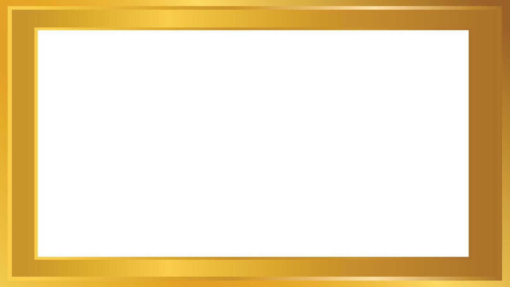 Metallic gold frame border with gradient on transparent background vector