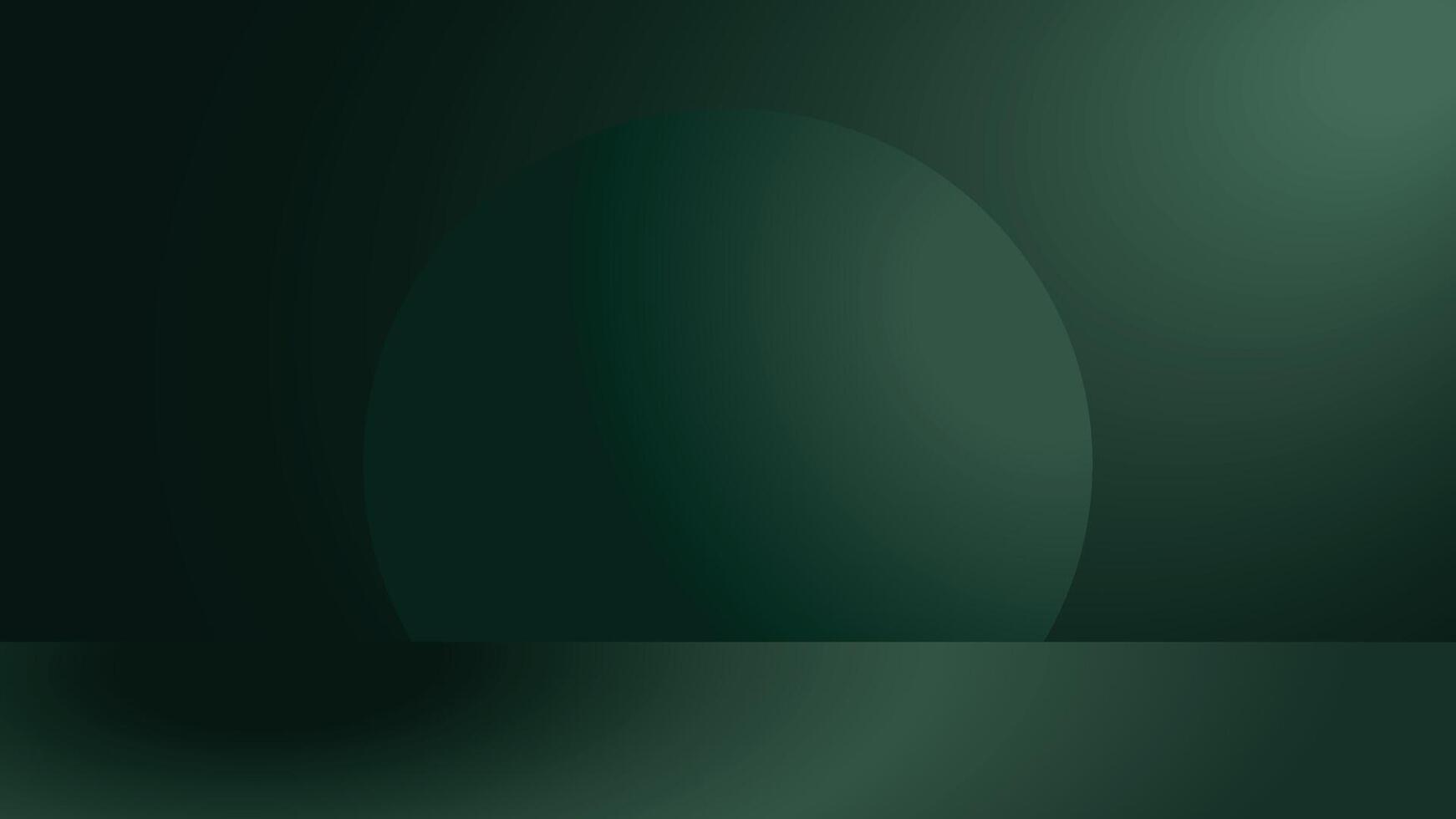 Dark green studio background with gradient, light glow, and circle vector