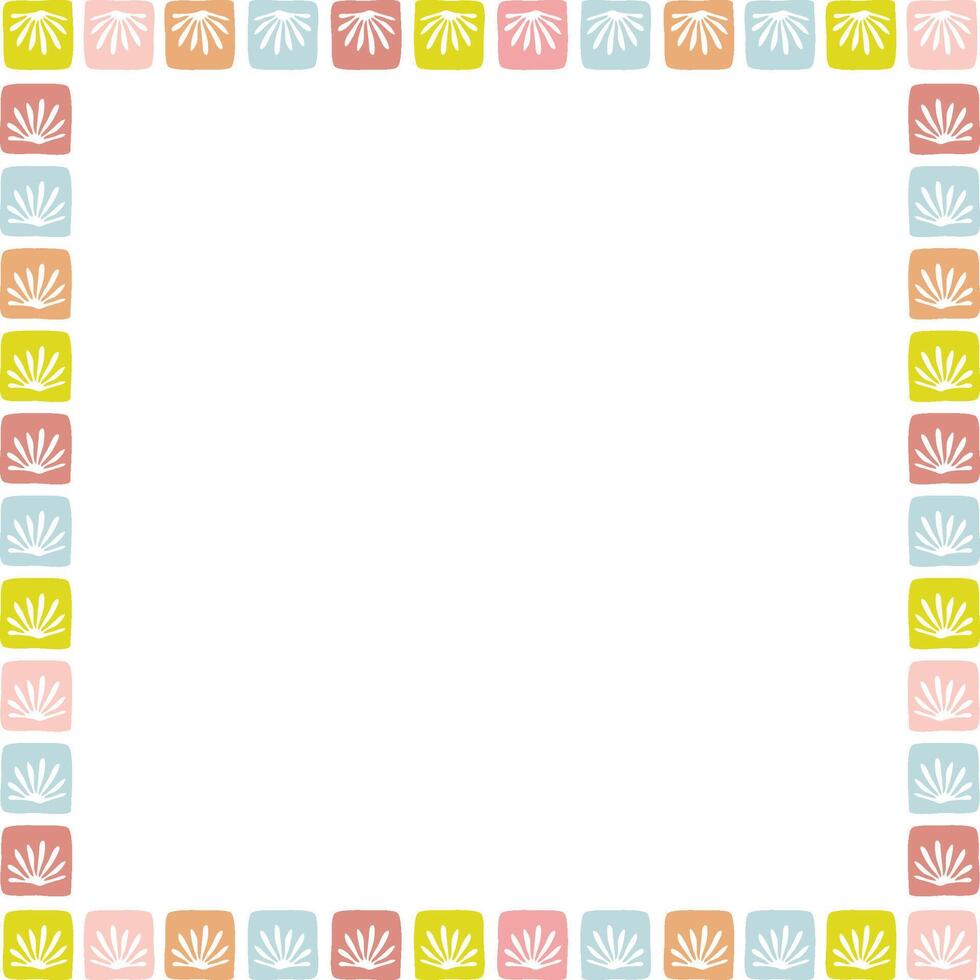 Doodle frame with colorful elements. Trendy template vector