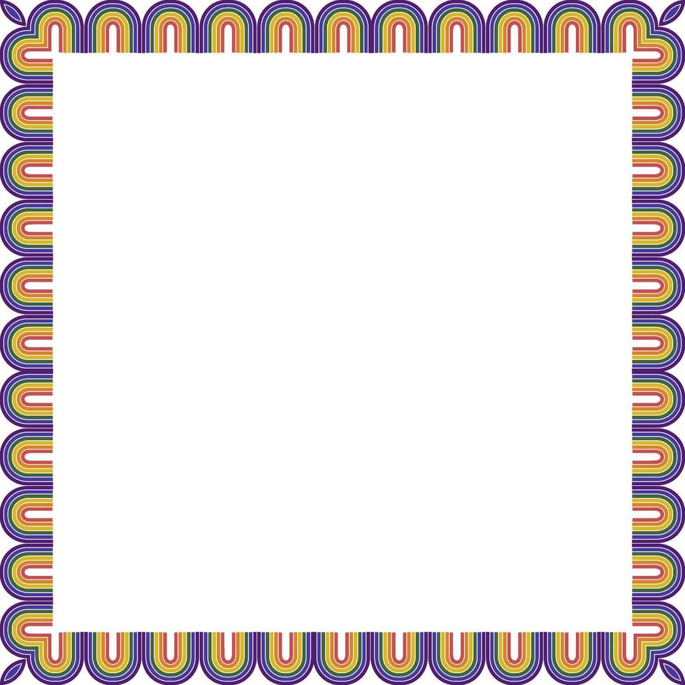 Colorful lgbt rainbow flag frame. Pride month art design with empty space for your text vector
