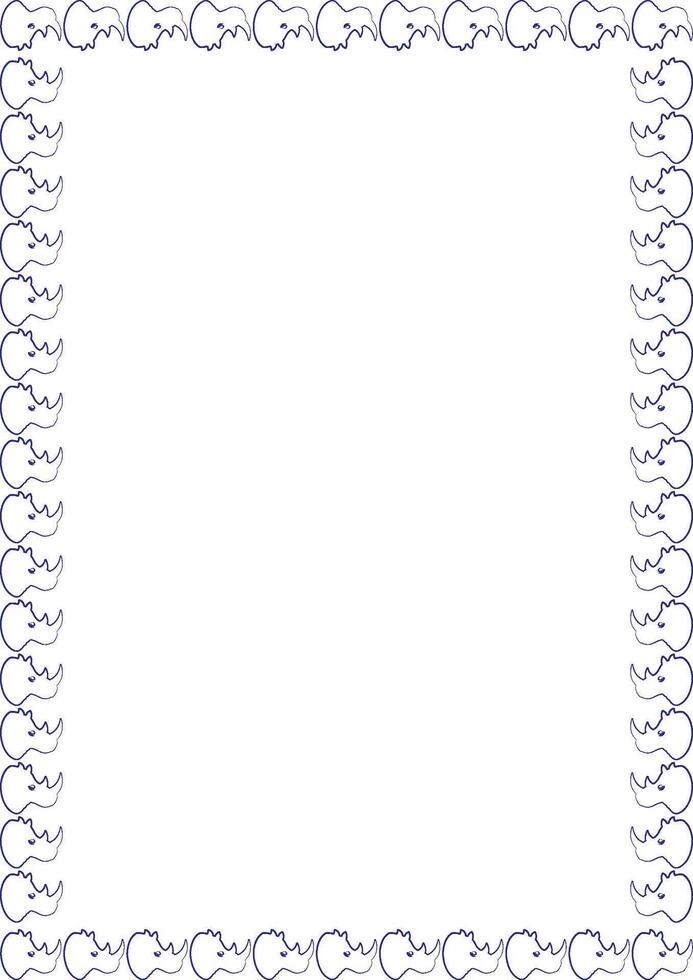 Rhino line drawing frame. Wildlife animal on white background border with empty space for your text vector
