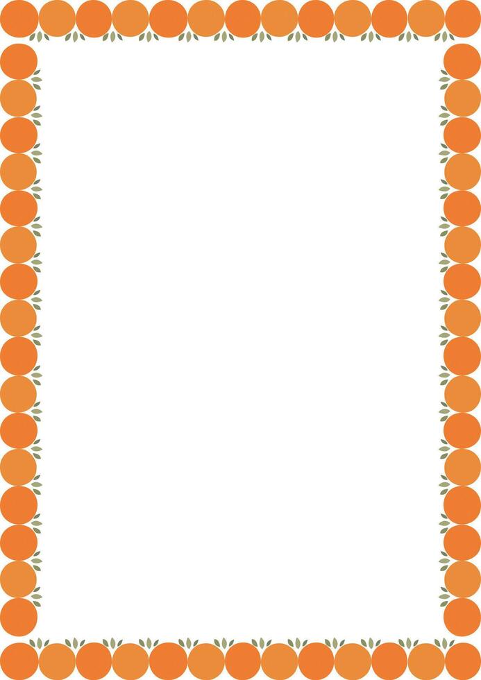 Tangerine fruit frame. Oranges simple sweet fruits border vector