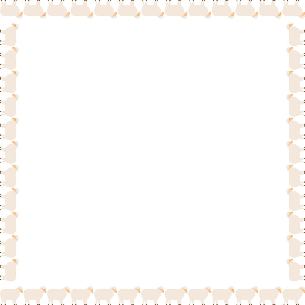Cute sheep farm simple frame. Cute sheep cartoon animal with empty space for your text. Baby shower vector