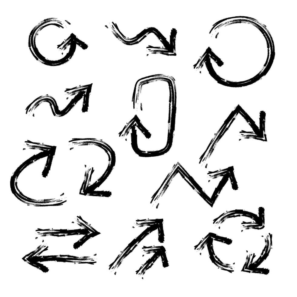 hand drawn black and white arrow doodle illustration vector
