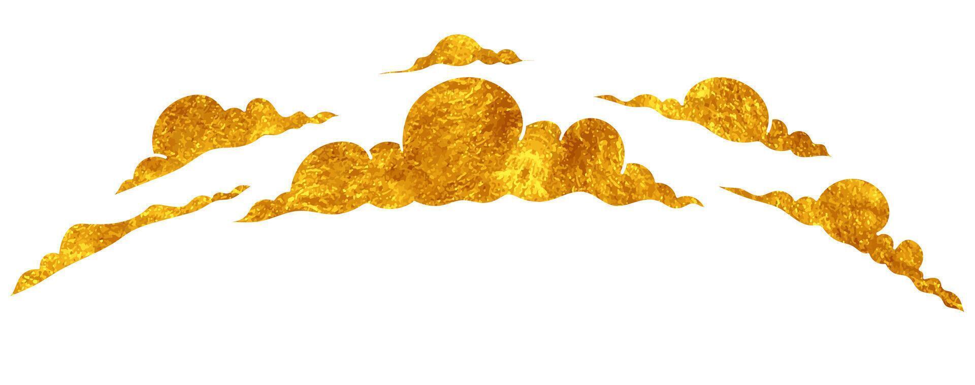 cloud drawing in gold style vector