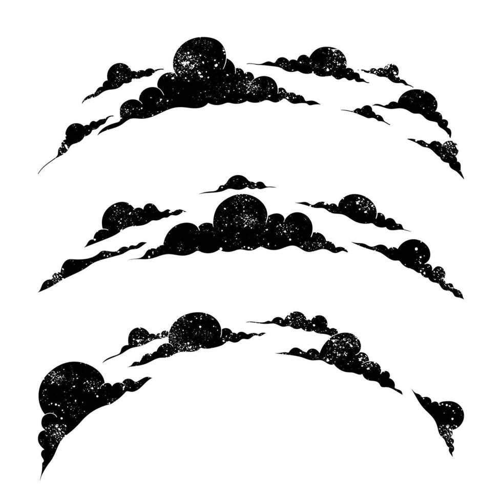 black grunge cloud set illustration vector