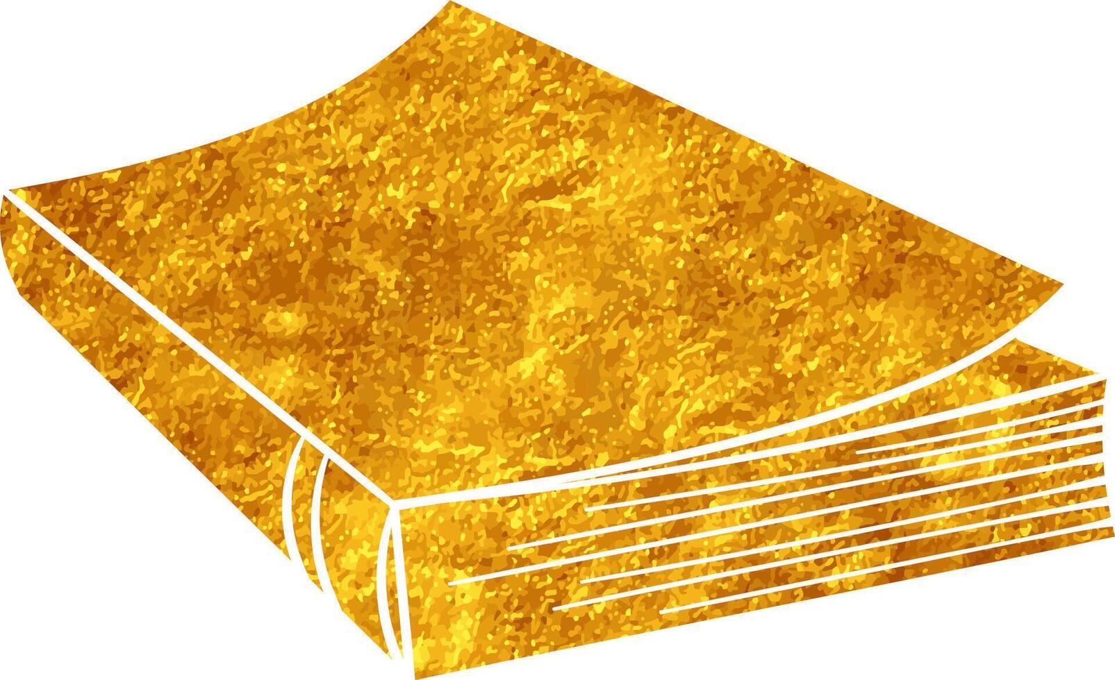 Golden book lying flat on a surface with textured cover vector