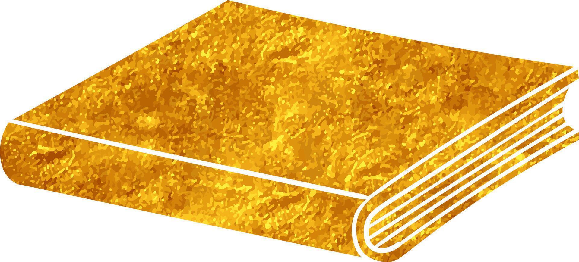 Shimmering golden book lying on a flat surface vector