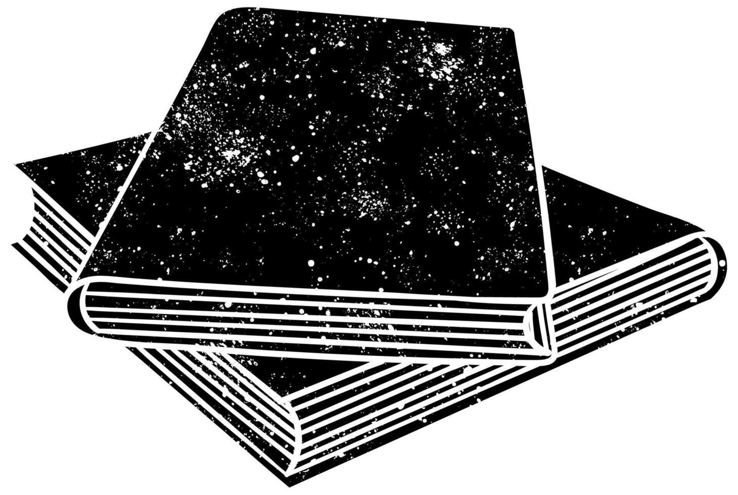 Artful stack of black books with a cosmic design on cover vector