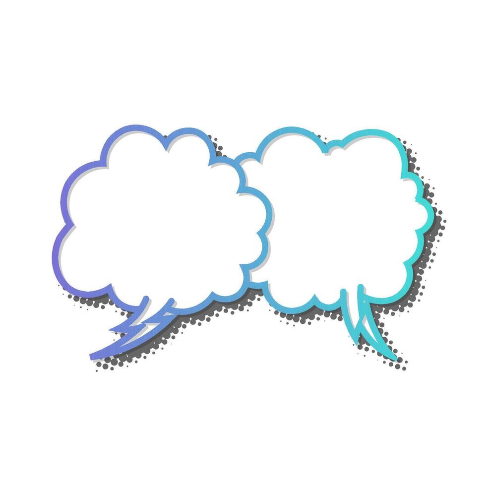 Two speech bubbles with colorful outlines and empty space vector