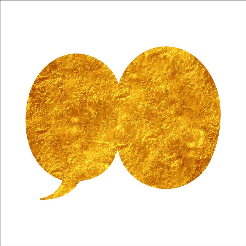 Golden speech bubble design with textured surface on white background vector