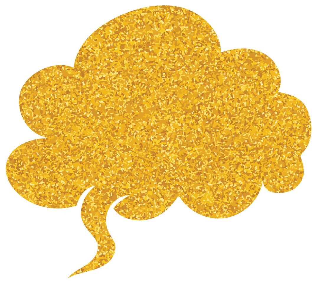 Bright golden speech bubble with sparkling texture on white background vector