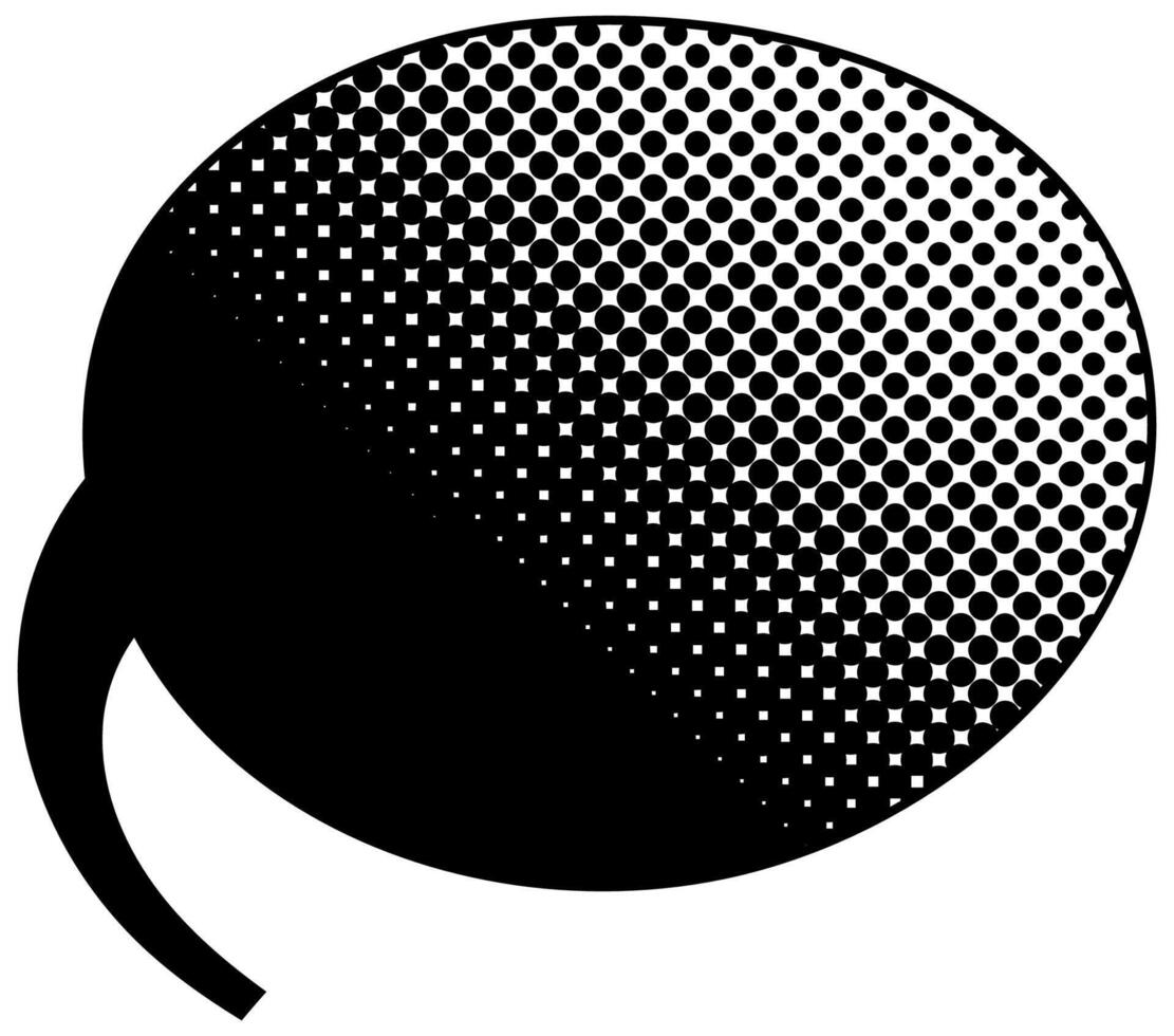 Black and white speech bubble with a curved tail shape vector