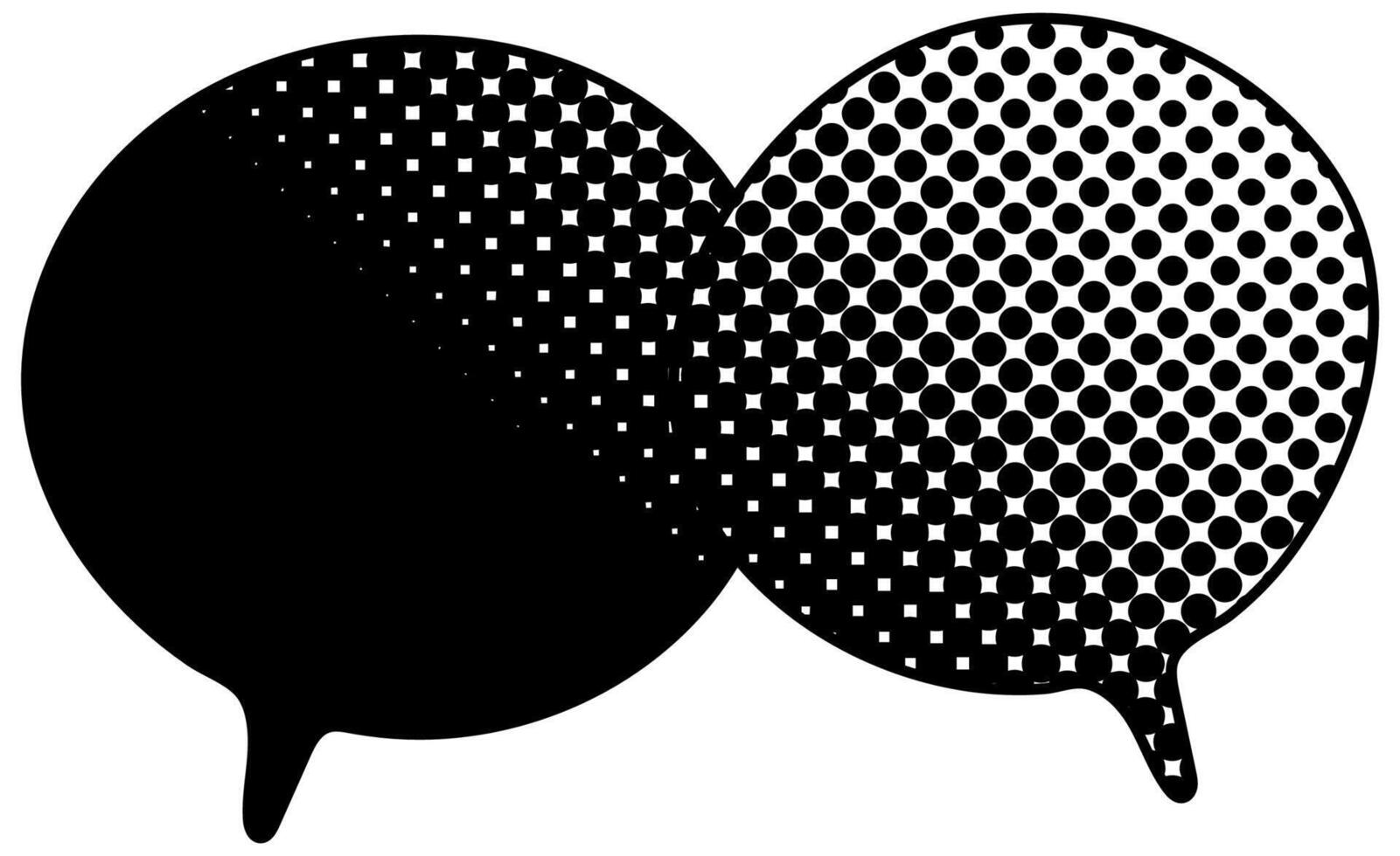 Visual art featuring overlapping speech bubble in high contrast vector