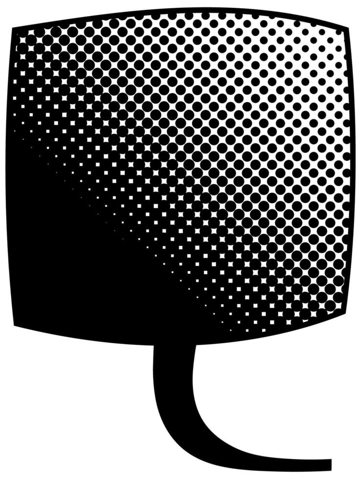 Black and white speech bubble with dotted texture pattern vector