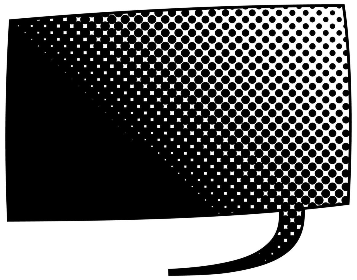 Creative black and white speech bubble with dotted gradient effect vector