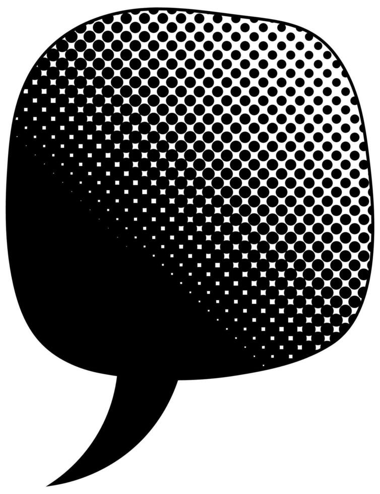 Creative black and white speech bubble with halftone effect vector