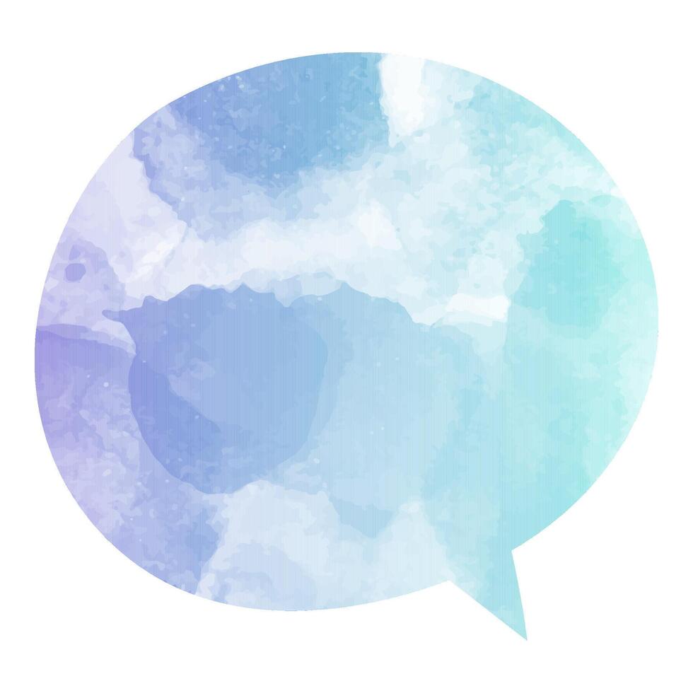 Calm blue watercolor illustration in a speech bubble style vector